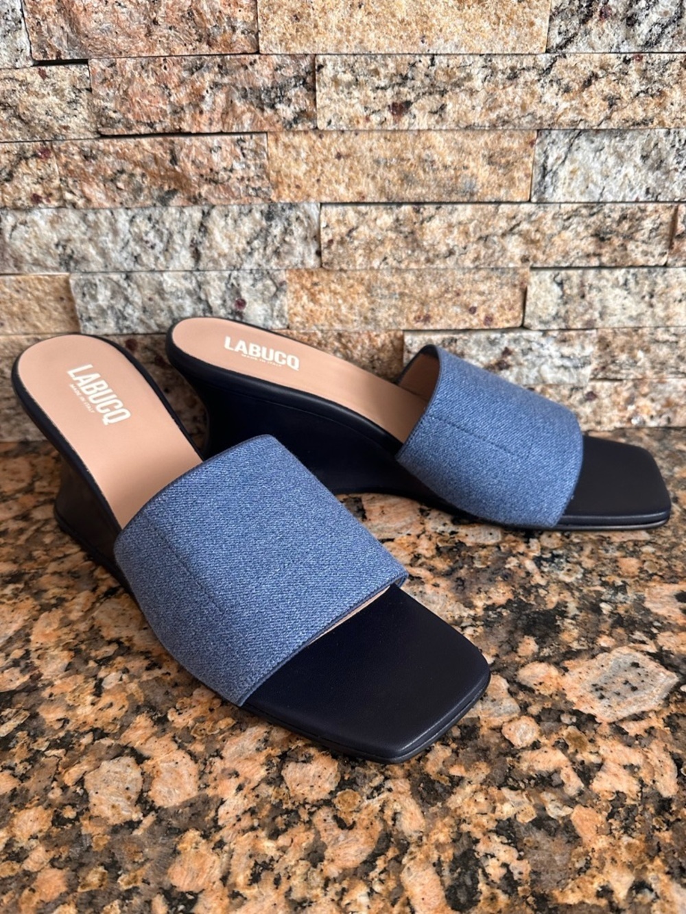 Labucq Stretch Denim Wedge Heels